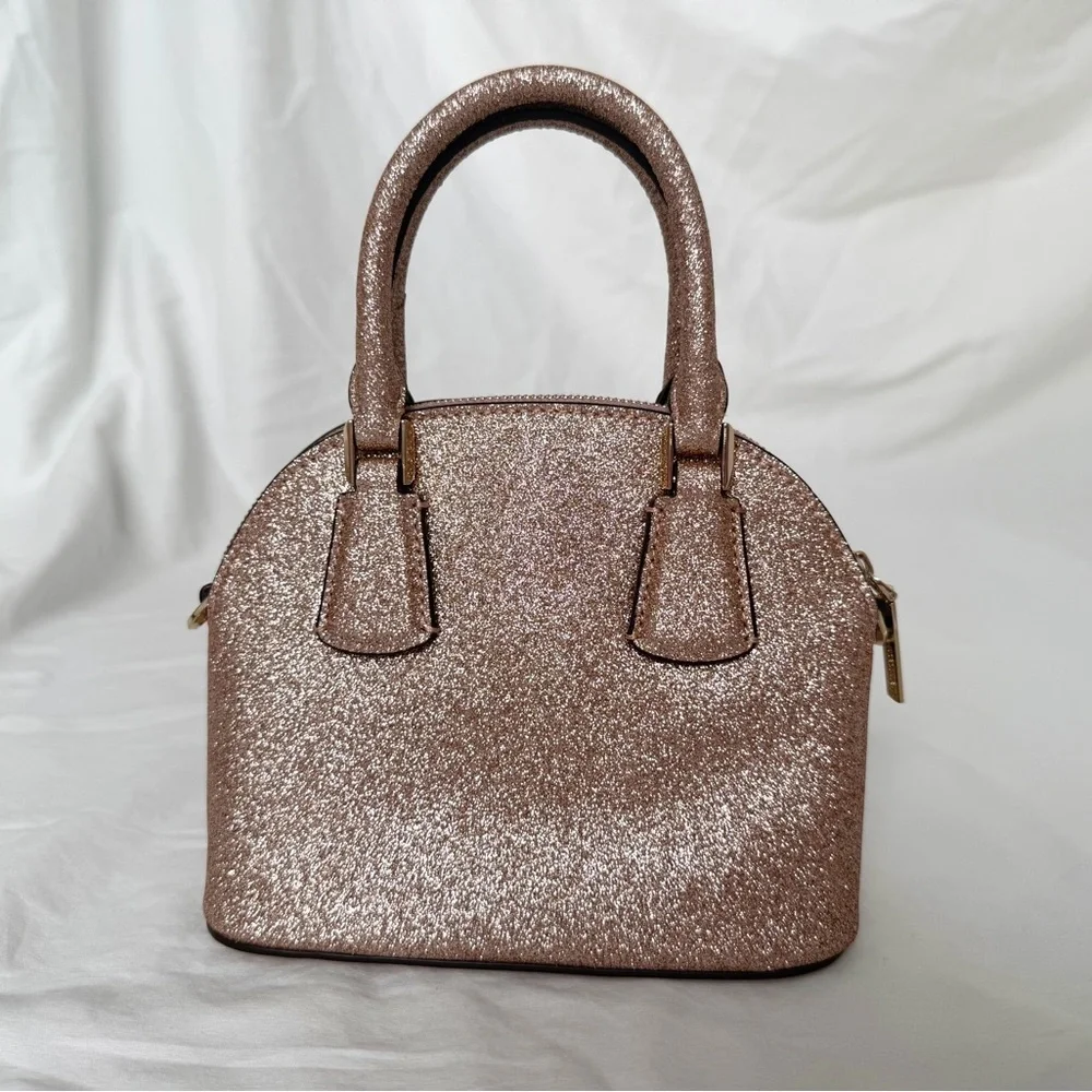 Kate Spade Sylvia Glitter Mini Dome Satchel | Blush Pink | Crossbody Option